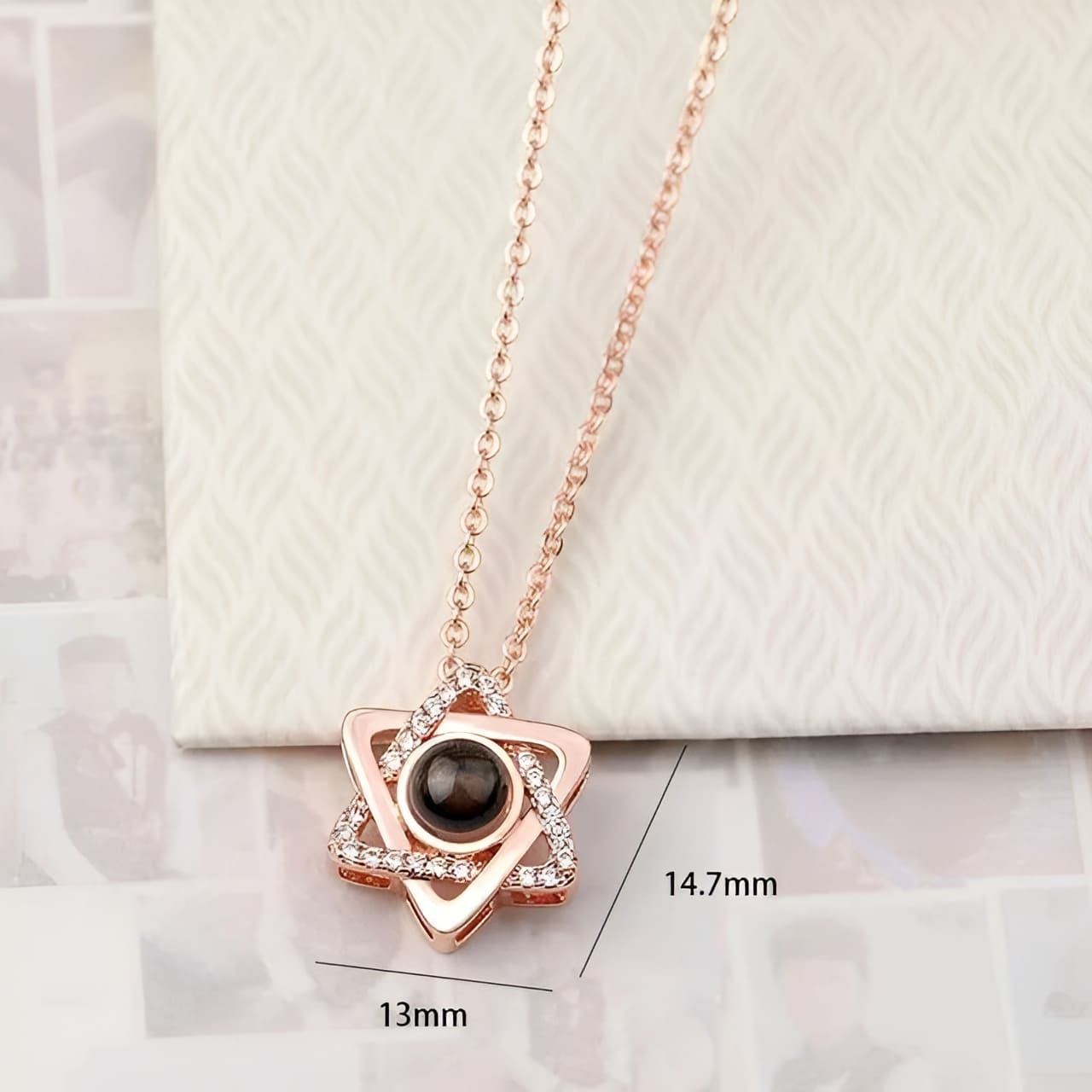 Kişiye Özel Projeksiyon Fotoğraflı Sonsuzluk Kolyesi Pembe