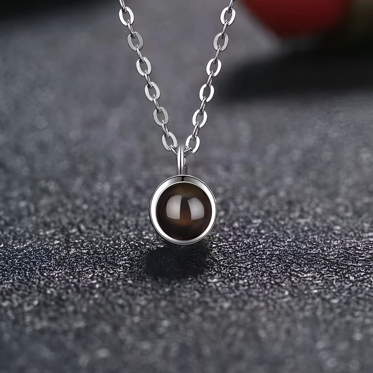 Kişiye Özel Projeksiyon Göz Fotoğraflı Kolye Silver Stil 1