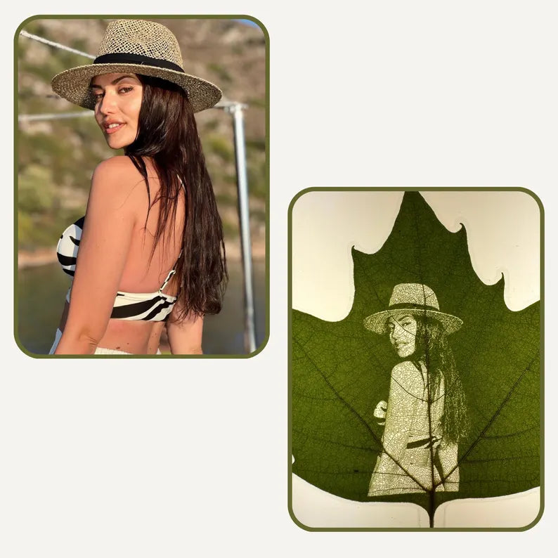 Gerçek Yaprak Üzerine İşlenen Kişiye Özel Fotoğraf