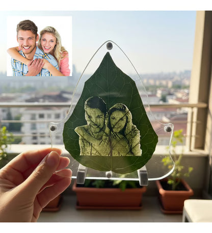 Gerçek Yaprak Üzerine İşlenen Kişiye Özel Fotoğraf